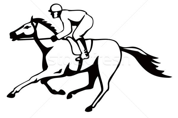 600x397 Horse And Jockey Racing Retro Vector Illustration Aloysius