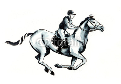 400x277 Horse Racing Black And White Ink Illustration Buy Photos Ap