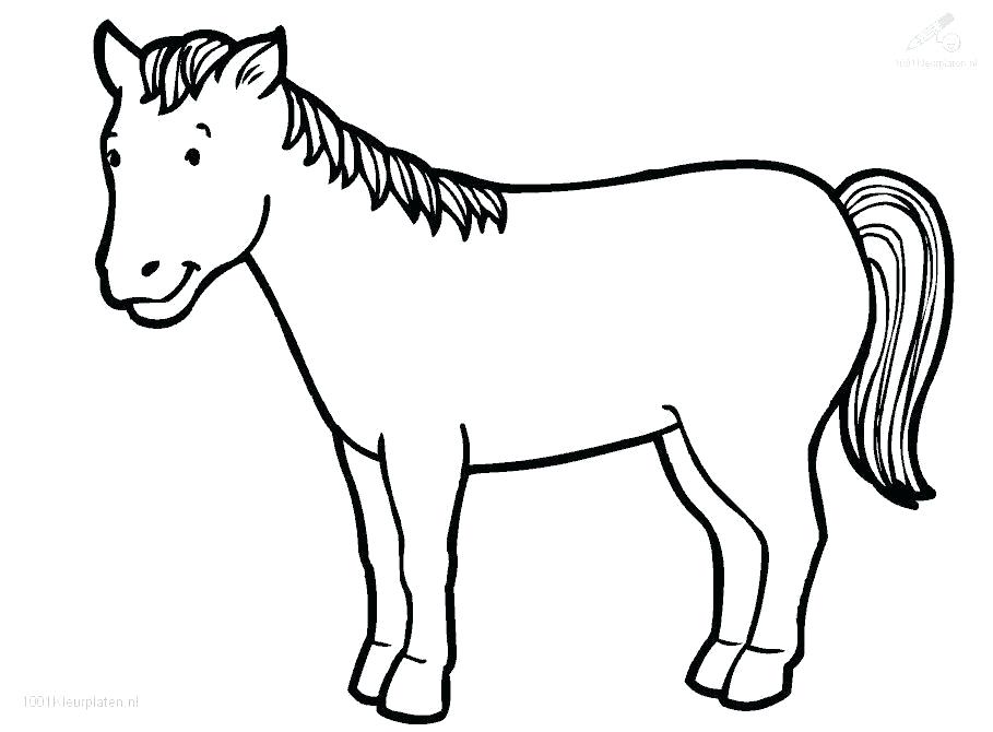 909x670 Simple Horse Coloring Pages