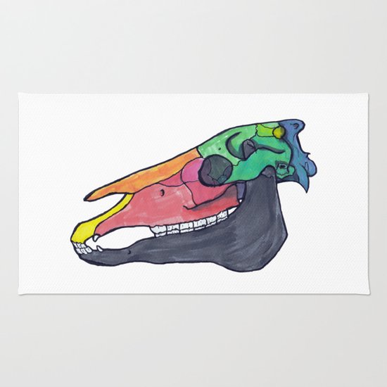 550x550 Colourful Horse Skull Rug