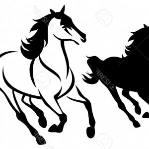 300x300 set with hand drawing graphic of a running horses vector catchsplace