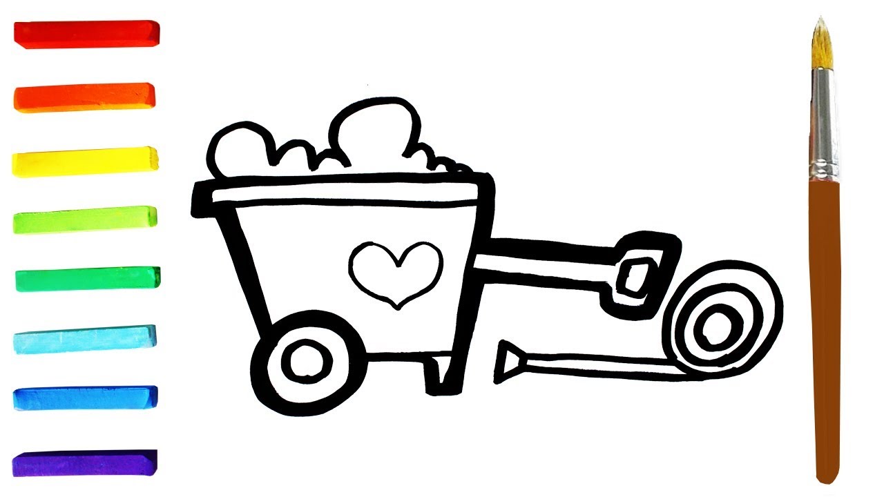 1280x720 Wheelbarrow And Fire Hose Coloring And Drawing For Preschool