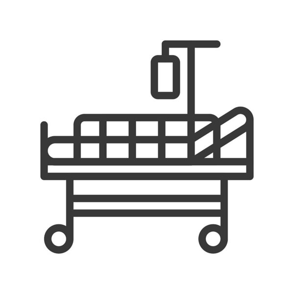 600x600 Hospital Bed And Normal Saline, Outline Icon Art Print