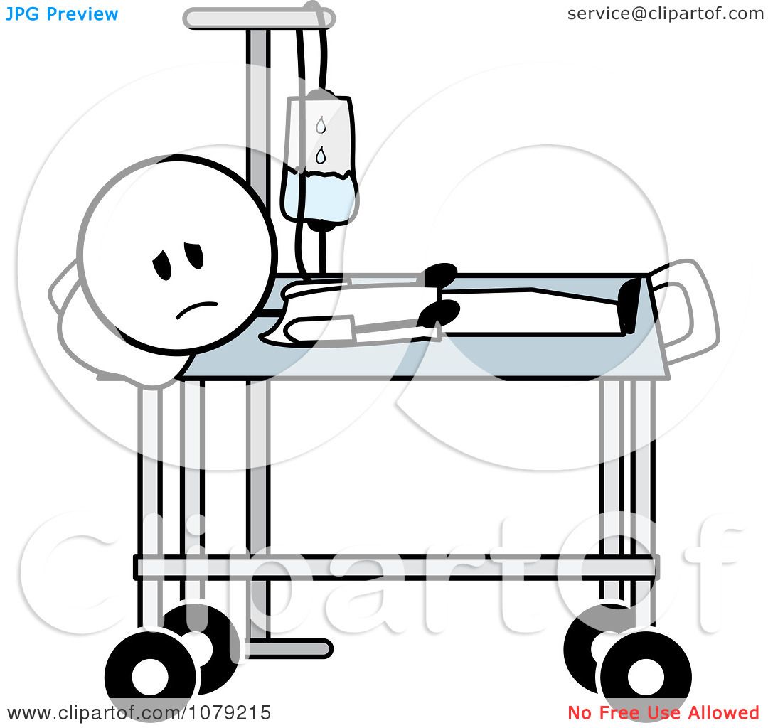 1080x1024 Clipart Sick Stick Man With An Iv In A Hospital Bed