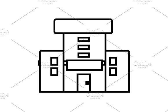 580x387 Hospital Vector Line Icon, Sign, Illustration On Background