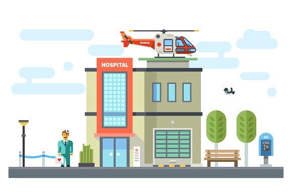 580x386 Building Hospital Set Of Elements