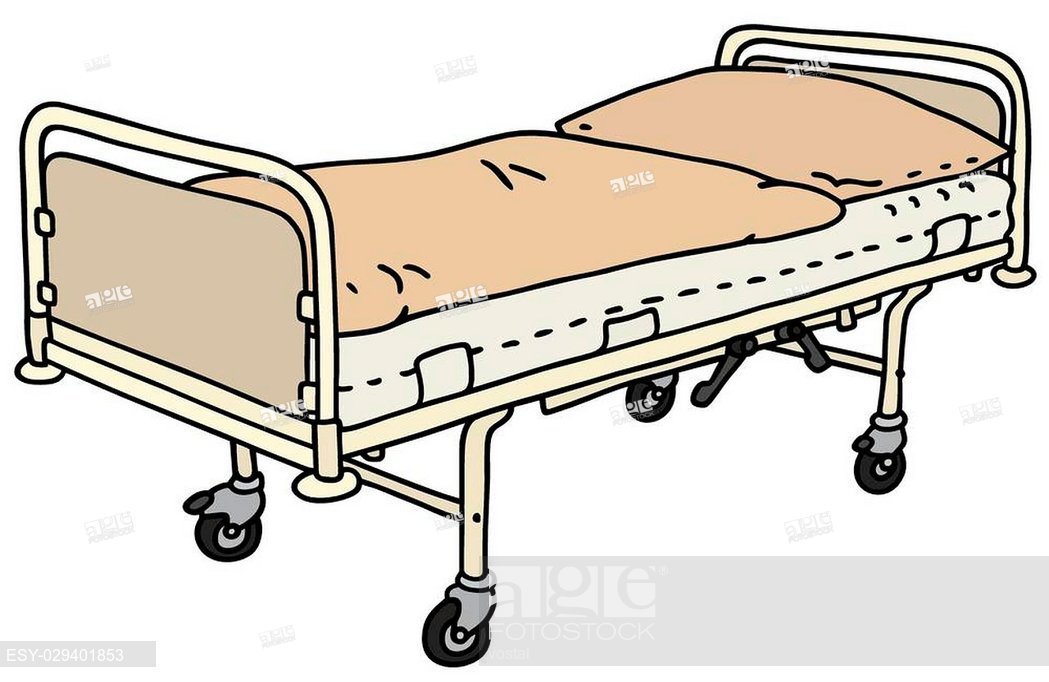 1049x682 Hand Drawing Of A Classic Metal Hospital Bed, Stock Vector, Vector