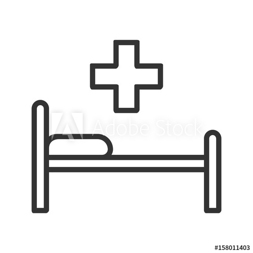 500x500 Hospital Bed Linear Icon Thin Line Illustration Vector Isolated