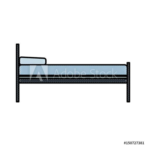 500x500 Drawing Bed Pillow Hospital Care Health Image Vector Illustration