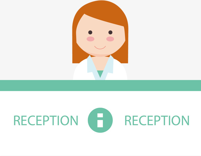 650x503 Cartoon Hand Drawing Hospital Front Desk Female Nurse, Cartoon