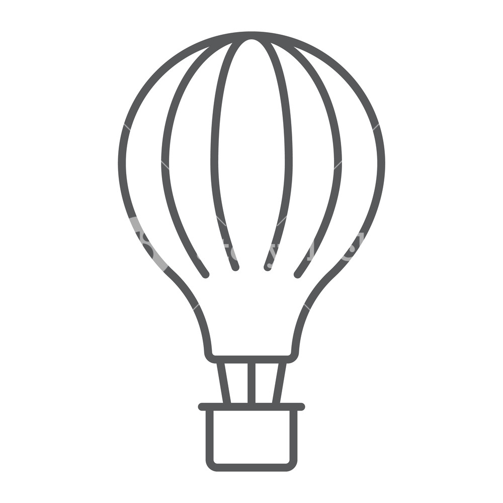 1000x1000 Hot Air Balloon Thin Line Icon, Airship And Flight, Aerostat Sign
