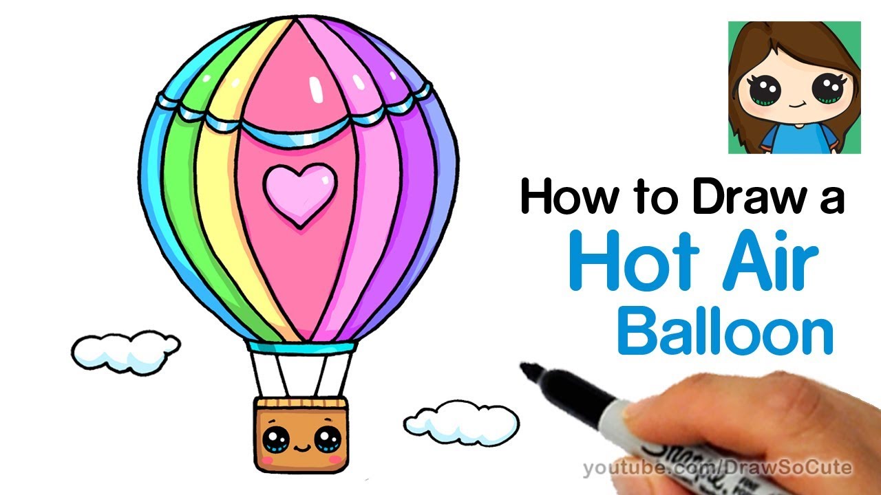1280x720 How To Draw A Hot Air Balloon Cute Easy