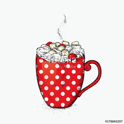500x500 Beautiful Cup In Pea Hot Chocolate And Marshmallows Vector