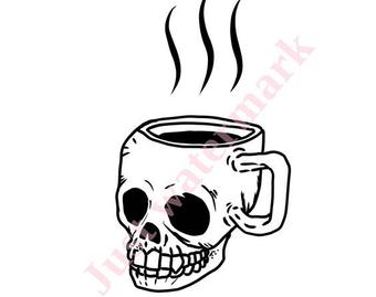 340x269 Svgjpg Skeleton Drinking Hot Coffee Vector Hand Drawing Etsy