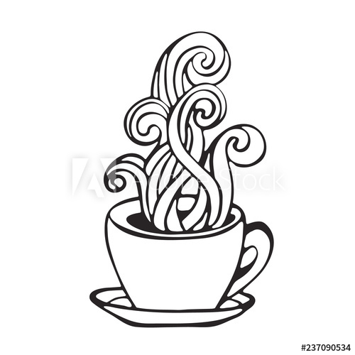 500x500 Hot Coffee Cup Smoke Icon Image Black And White Handdrawn