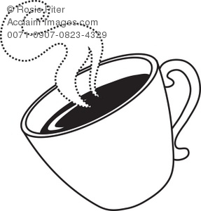 287x300 Clip Art Illustration Of The Outline Of A Cup Of Hot Coffee