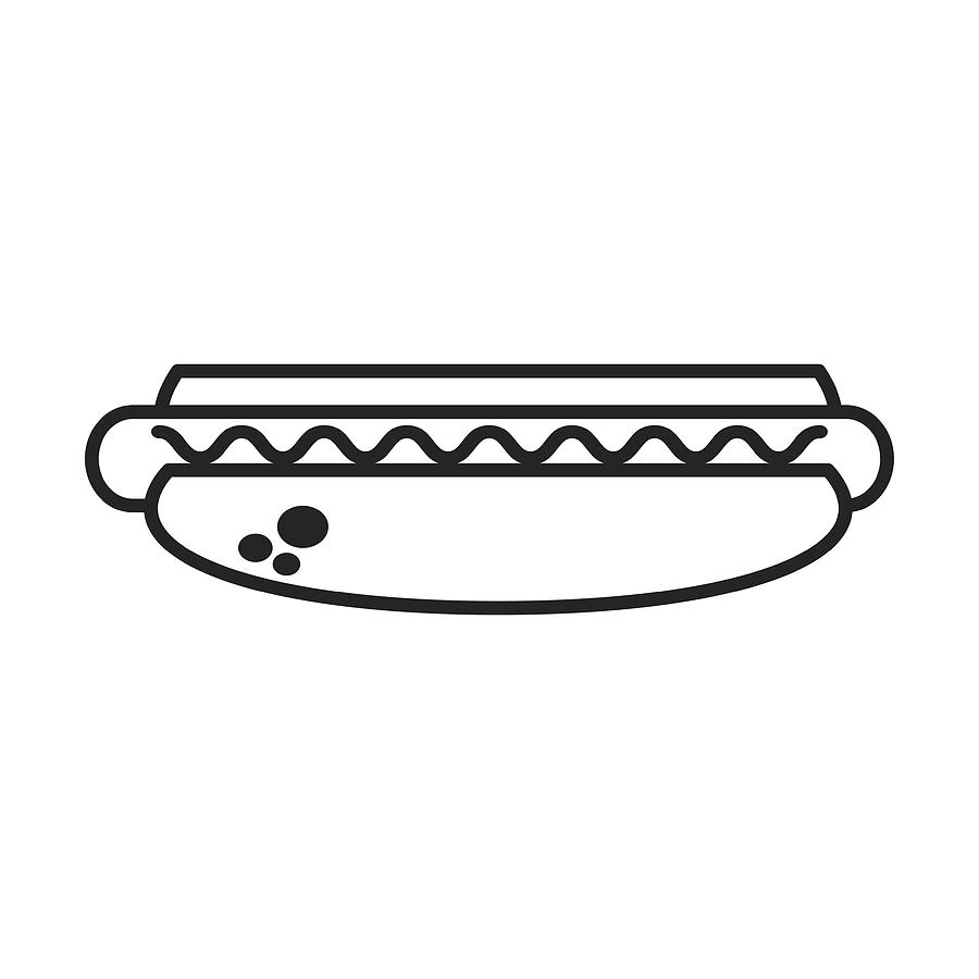 900x900 Hot Dog Food Picnic Outline Drawing