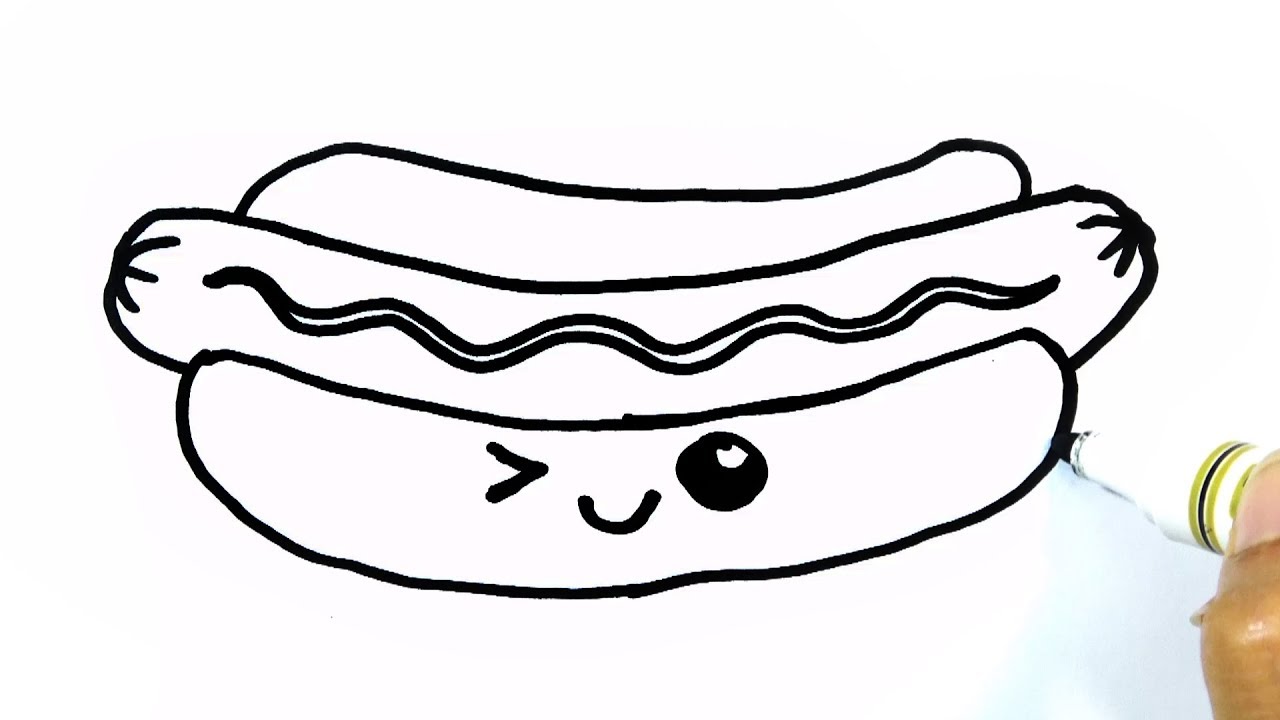 1280x720 How To Draw A Cute Hotdog Easy Hde