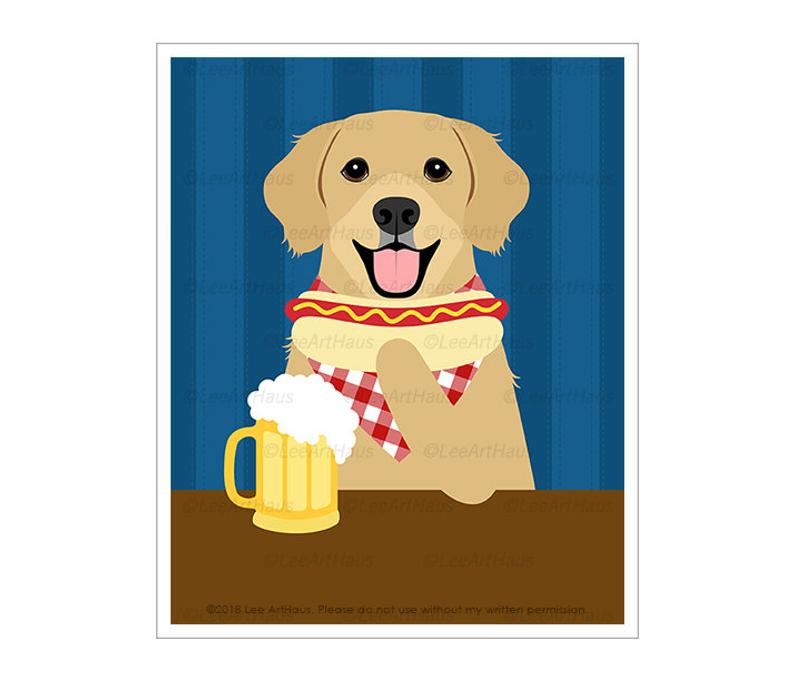 794x681 Dog Drawing Golden Retriever Eating Hot Dog And Etsy
