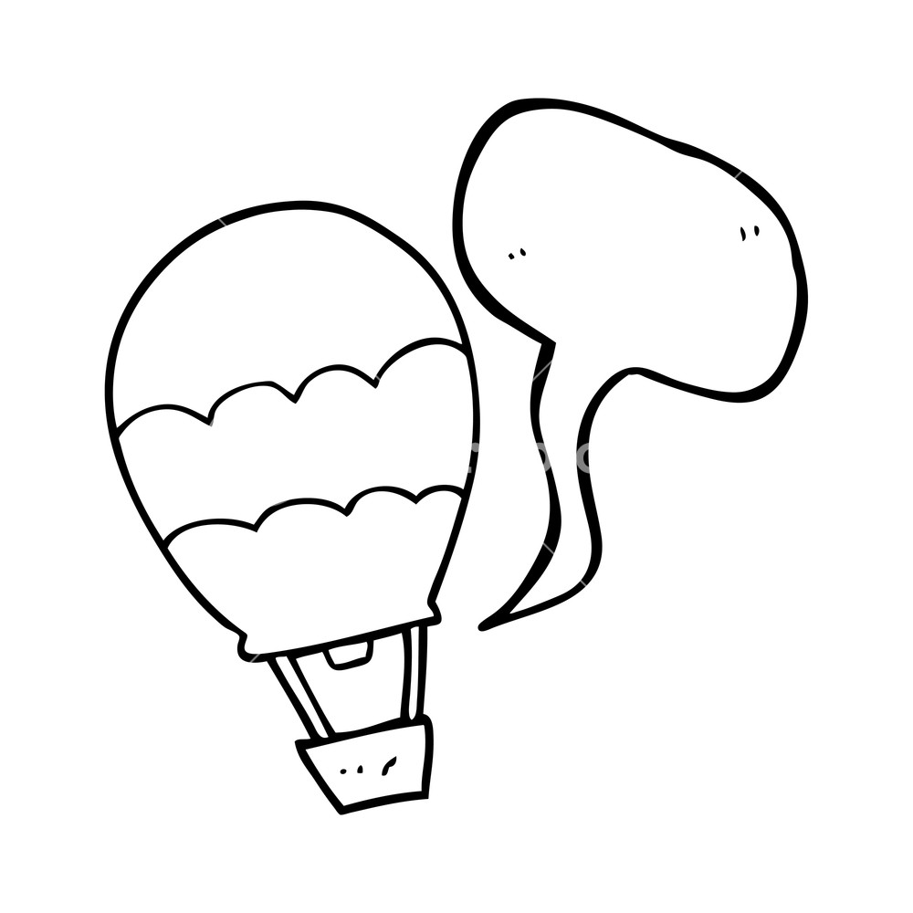 1000x1000 Freehand Drawn Speech Bubble Cartoon Hot Air Balloon Royalty Free