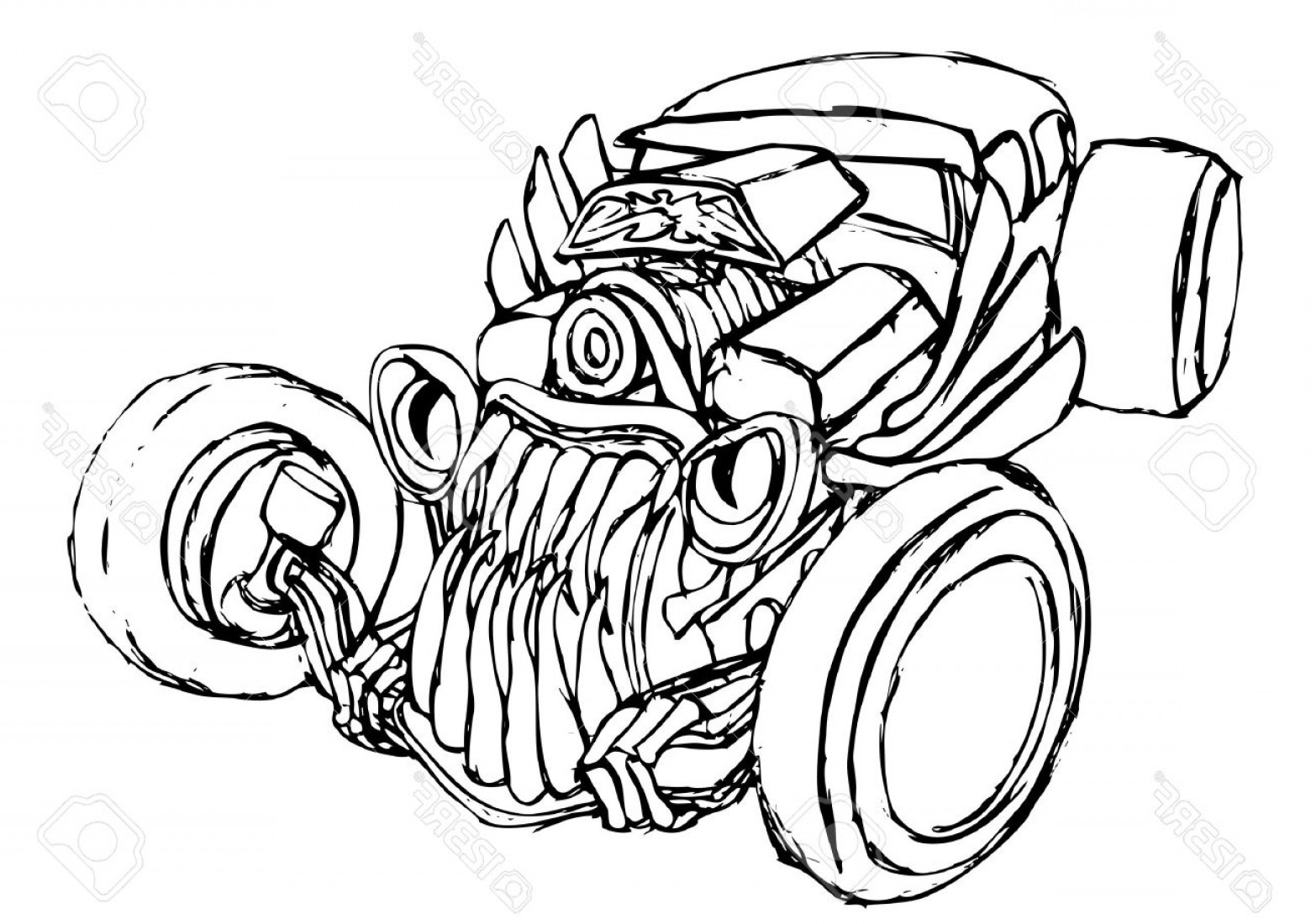 1560x1100 photostock vector hotrod monster hand drawn silhouette isolatet