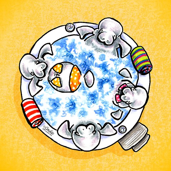 550x550 Manatees Hot Tub Fun Posters