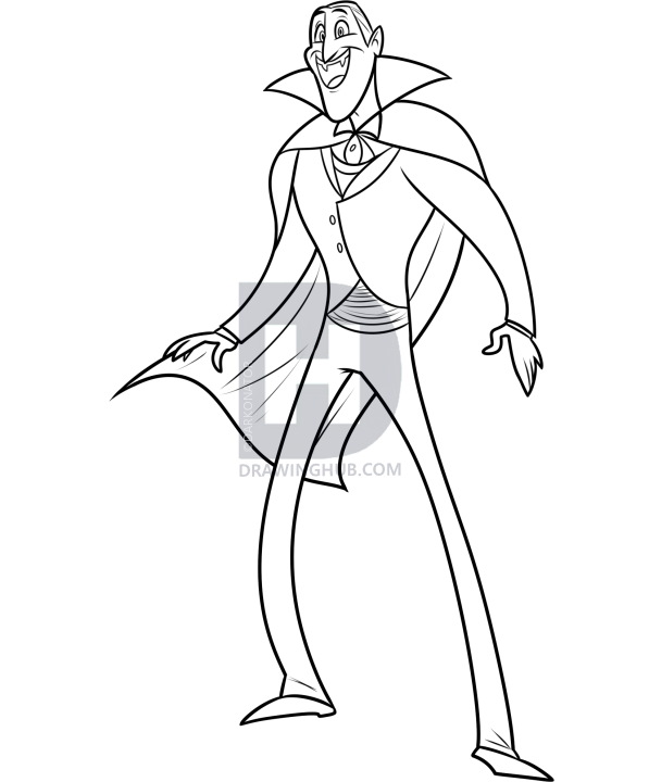 597x720 How To Draw Dracula From Hotel Transylvania, Step