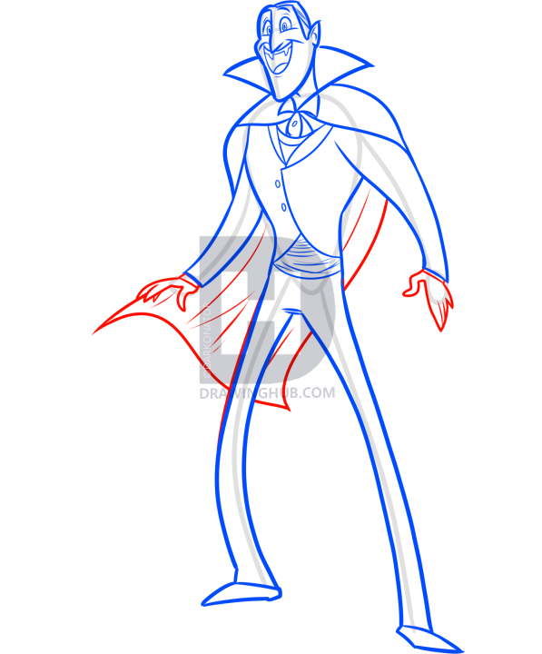 597x720 How To Draw Dracula From Hotel Transylvania, Step