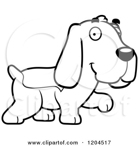 450x470 Cartoon Of A Black And White Cute Hound Dog Walking