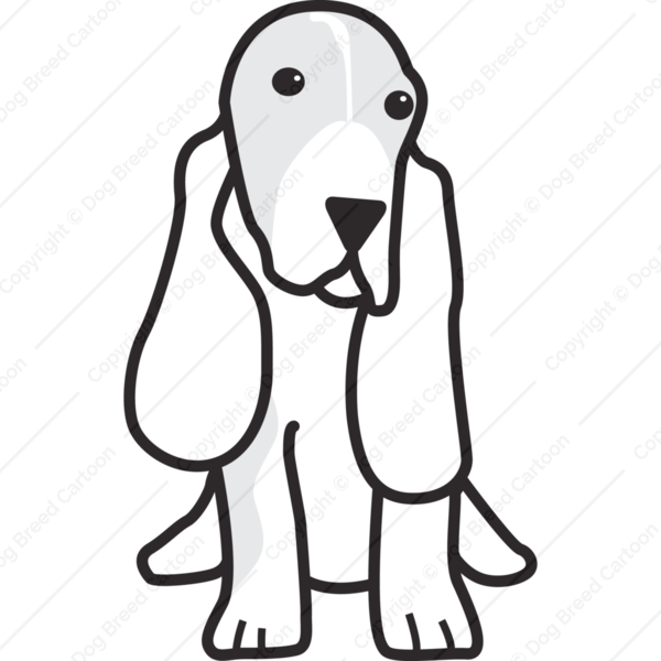 600x600 Basset Hound Linear Edition Dog Breed Cartoon Download Your