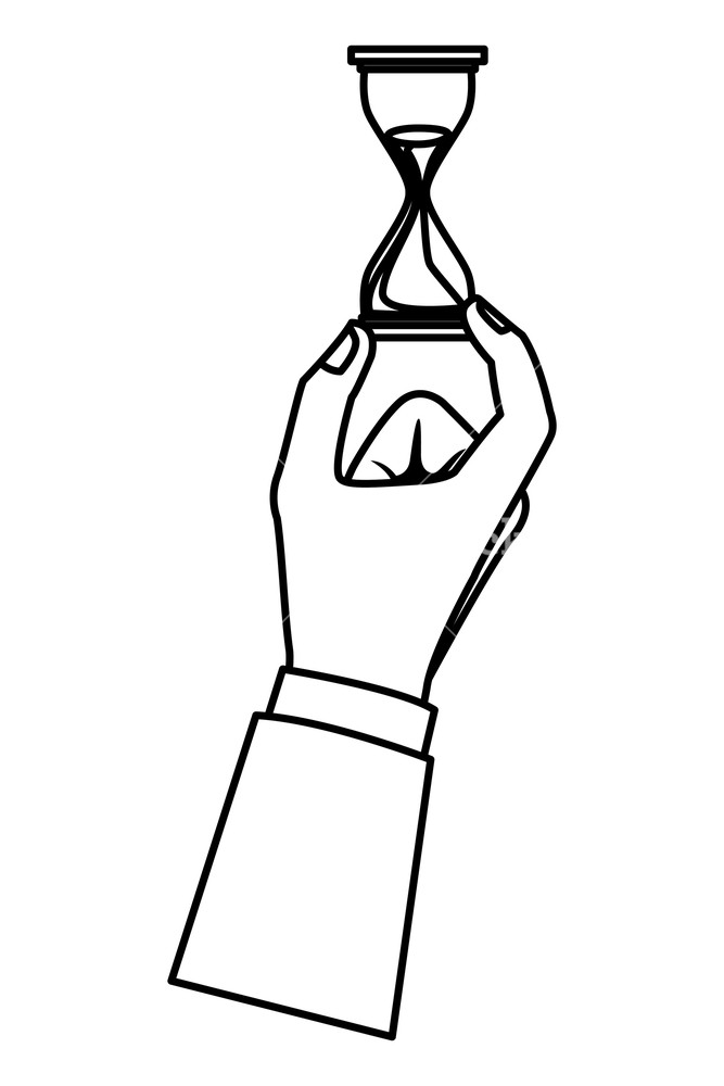 667x1000 Arm With Hourglass Drawing In White Background Vector Illustration