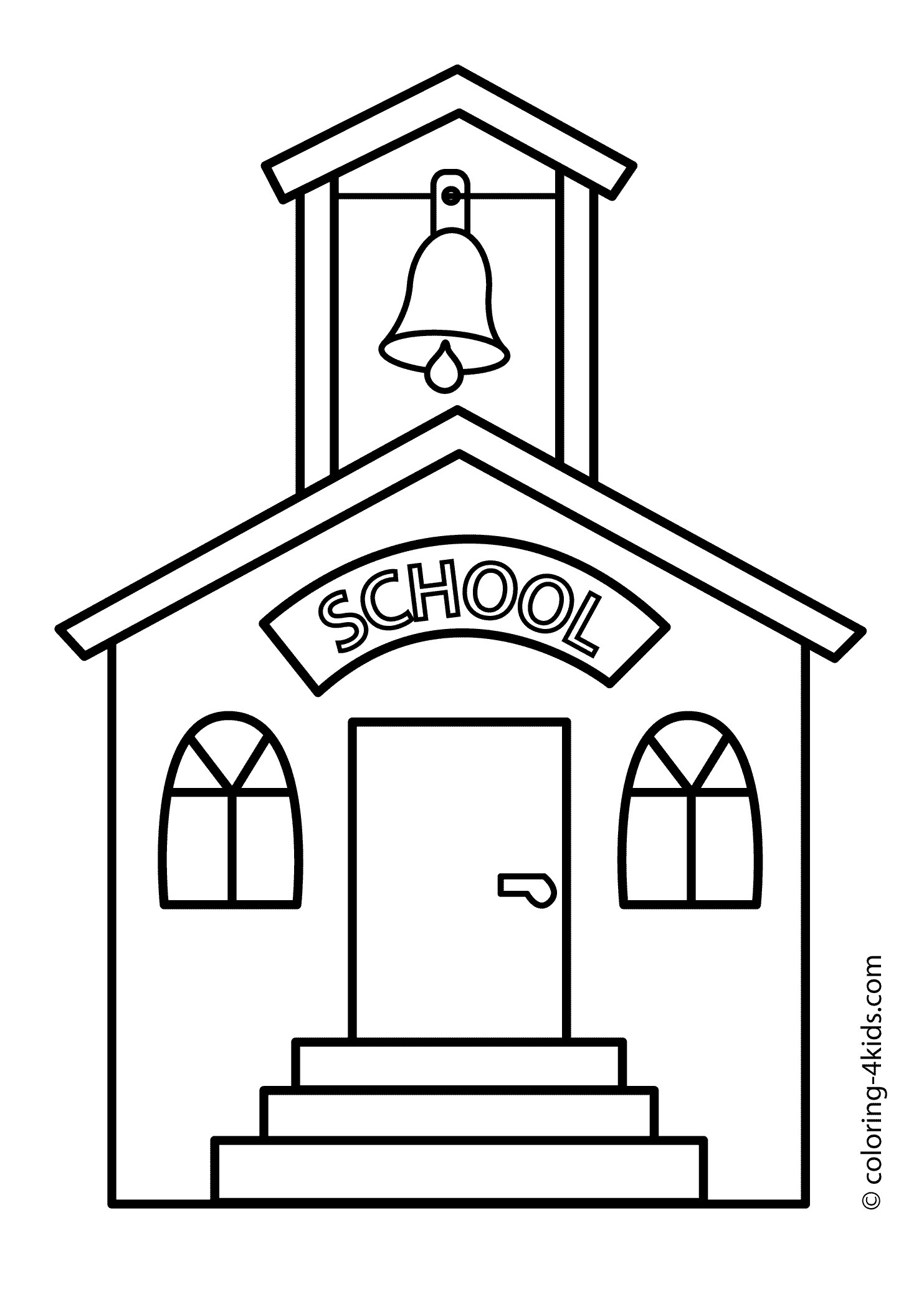 1483x2079 School Building Drawing To Coloring Pages