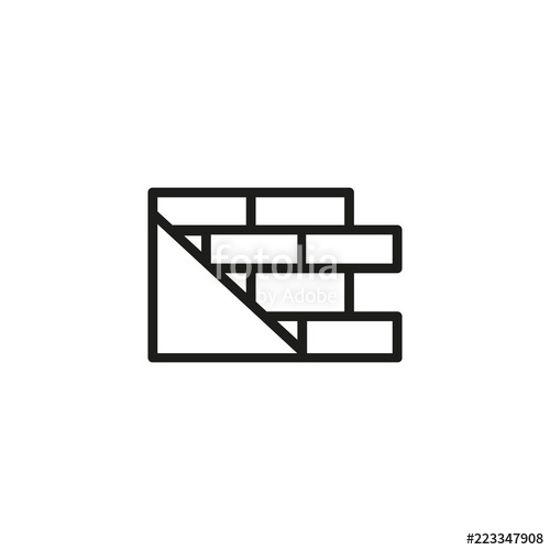 500x500 Brick Wall Line Icon Building House, Renovation, Foreman