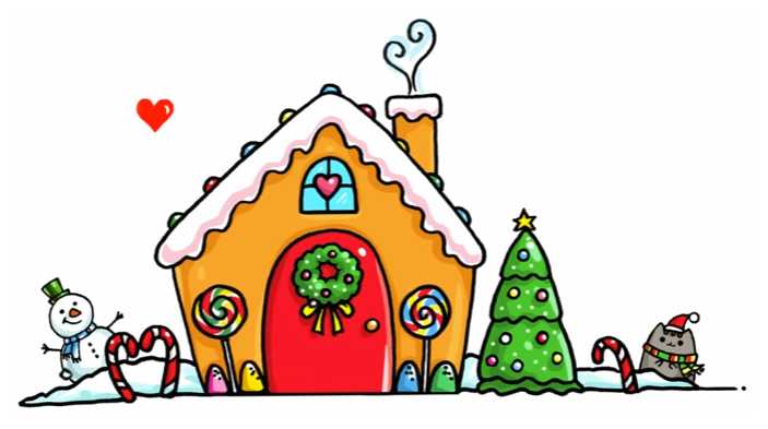 703x393 Gingerbread House Artdrawings In Kawaii Drawings, Cute