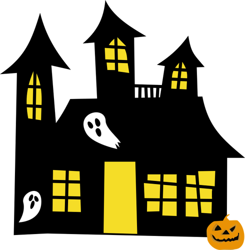 490x500 Haunted House Drawing