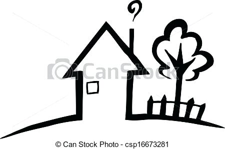 450x298 Small House Drawing Black And White Silhouette Of A Small House