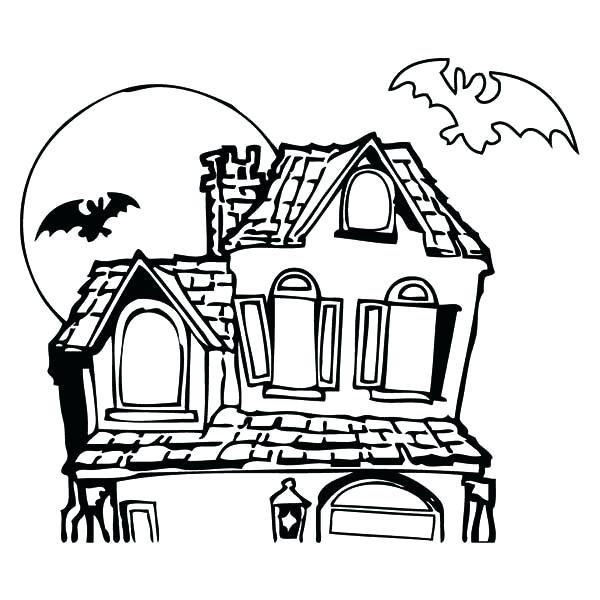 600x600 Haunted House Coloring Color The Haunted House Coloring