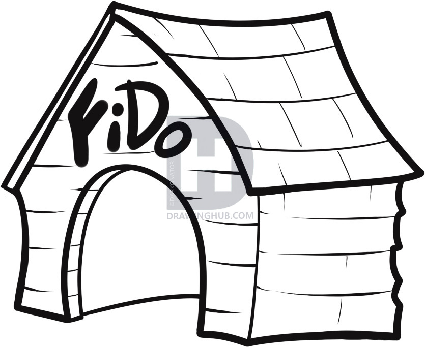 835x683 How To Draw A Dog House, Step