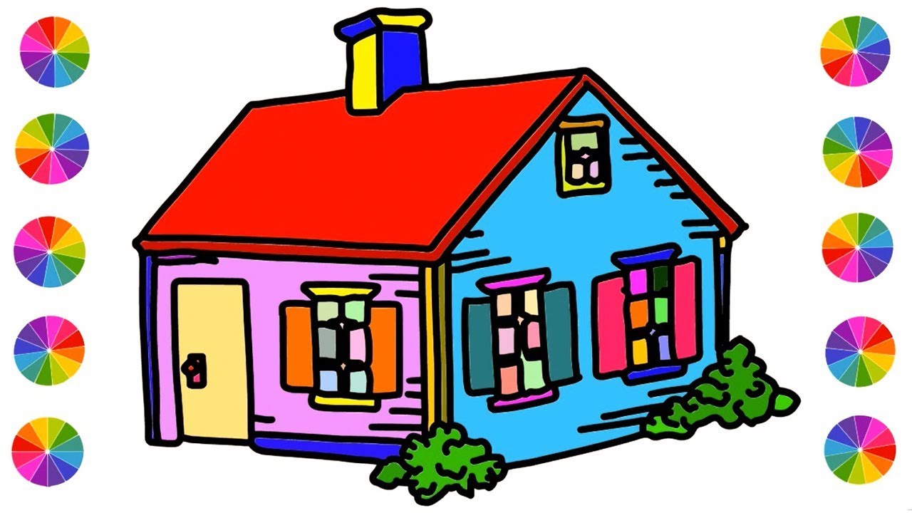 1280x720 How To Drawing House For Kids House Draw And Color Easily Step