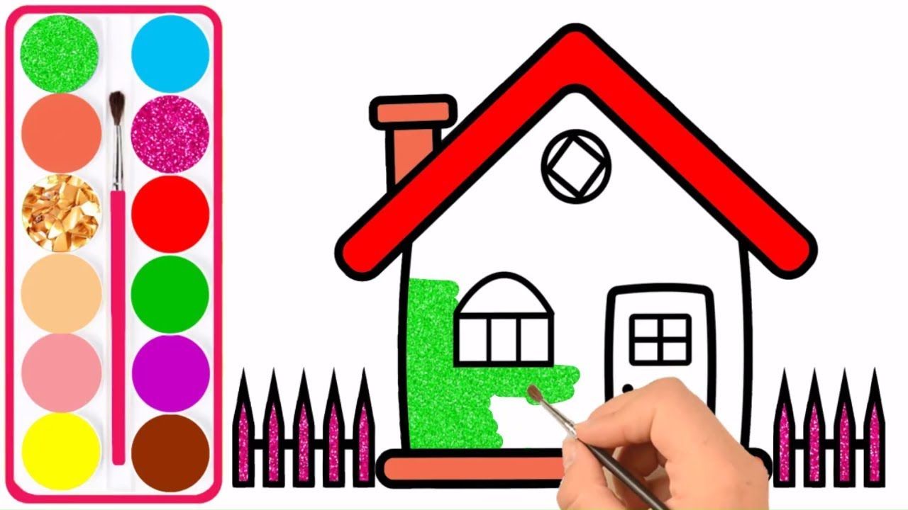 1280x720 Beauty House Drawing And Coloring For Kids