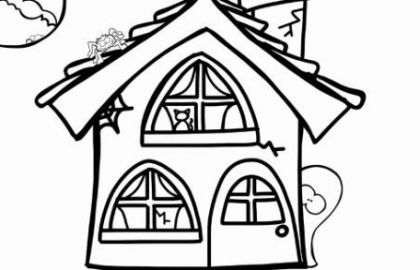 420x270 Haunted House Coloring Pages And Color Sheet For Thanksgiving