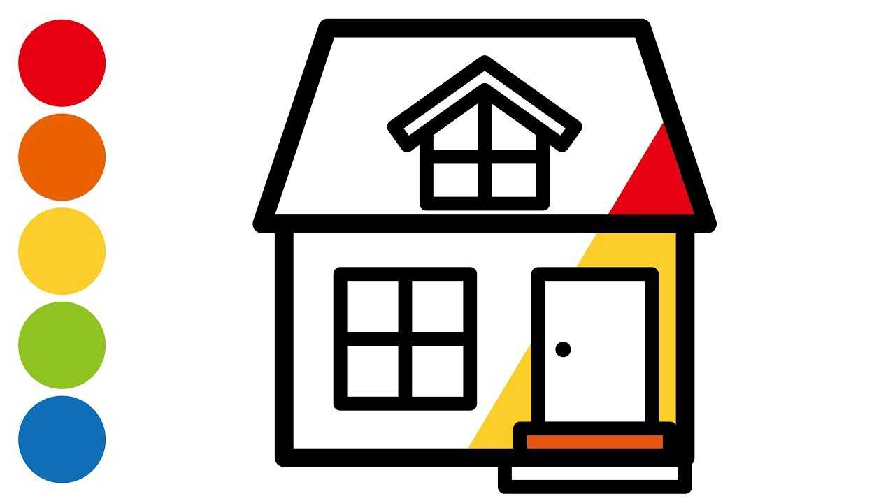 1280x720 Easy House Drawing And Painting, How To Draw House For Kids, Learn