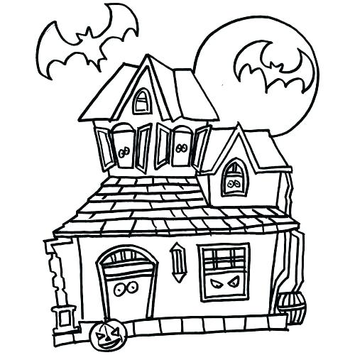 500x500 Coloring Pages Haunted For Kids House Unicorn Klubfogyas