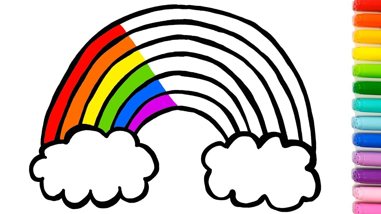1280x720 Coloring Pages Rainbow House Drawing For Kids Learn Colors Youtube