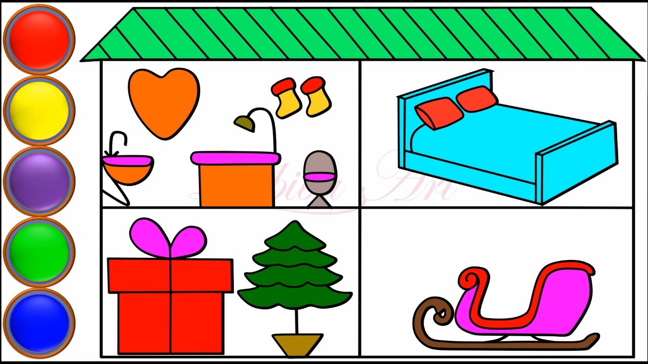 1280x720 Drawing Ideas For Kids, How To Draw A Christmas House With Gift