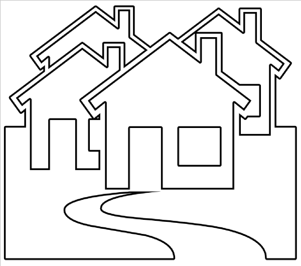 600x530 Lofty House Outline Clipart