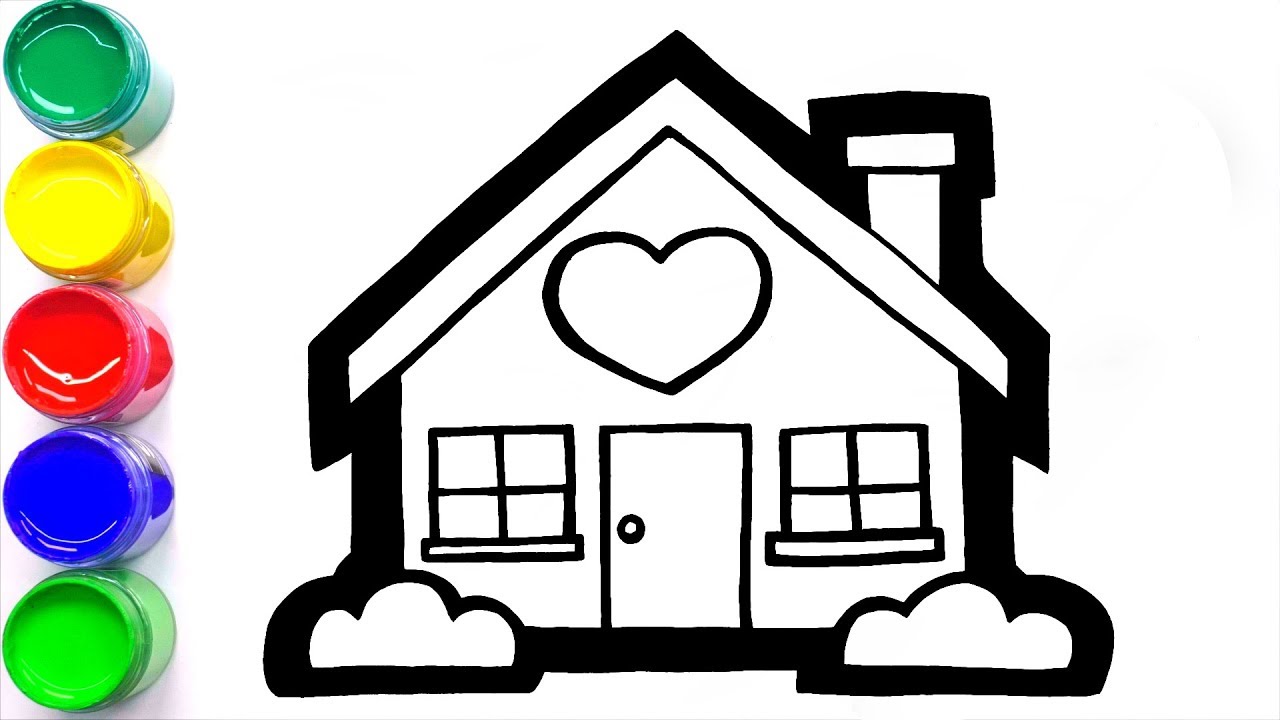 1280x720 Glitter House Drawing And Coloring Learn Colors For Kids