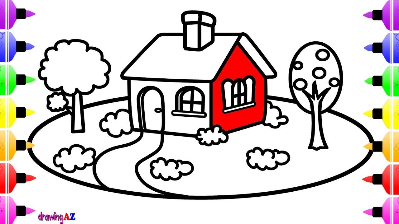 1280x720 House Drawing And Coloring For Doll Children's Coloring Pages