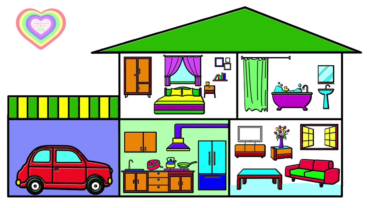 1280x720 Inside House Drawing And Coloring Coloring Pages Bathroom Bedroom
