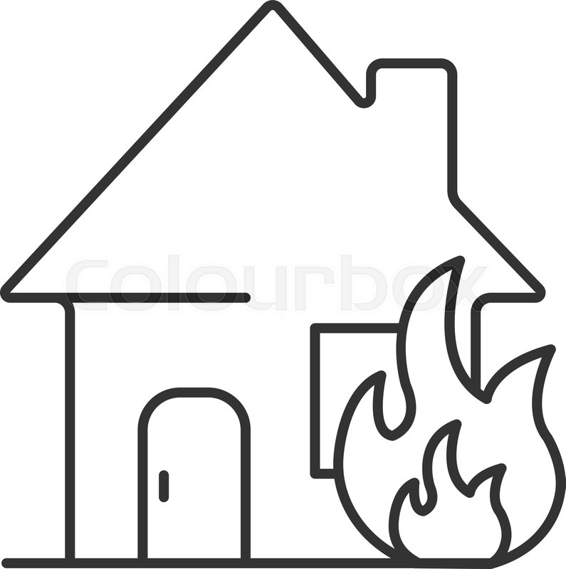 795x800 Burning House Linear Icon Thin Line Stock Vector Colourbox